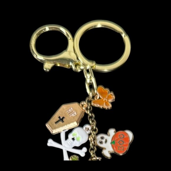 Halloween Charm Handmade Bag Charm Keychain on gold tone chain - Picture 7 of 7